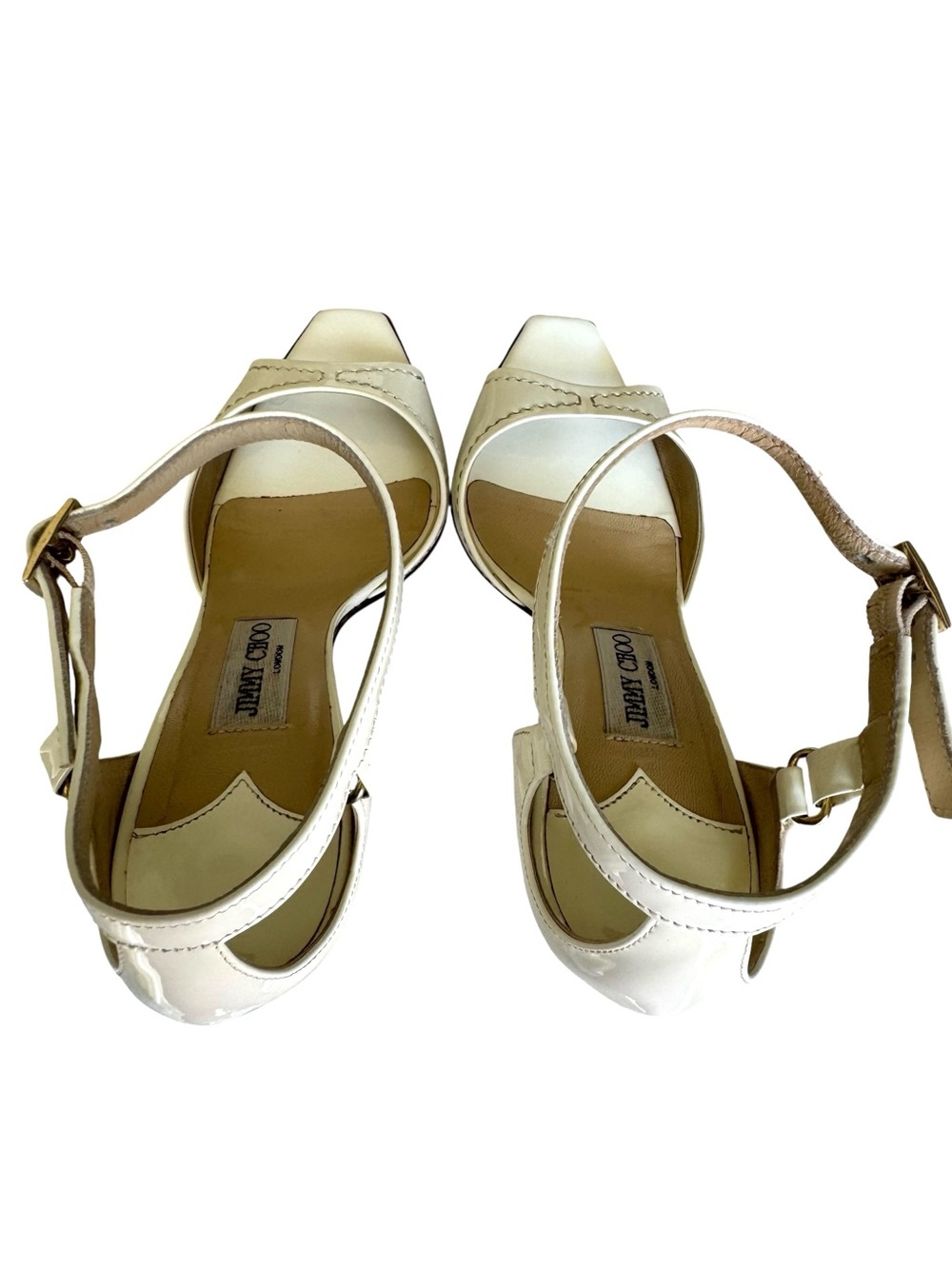 Jimmy Choo Patent D’Orsay Sandals White Pumps - Picture 10 of 13